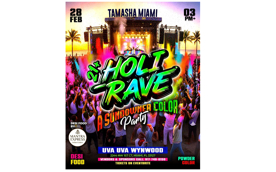 MIAMI HOLI RAVE- A SUNDOWNER COLOR FEST 2026 | Schedulesite